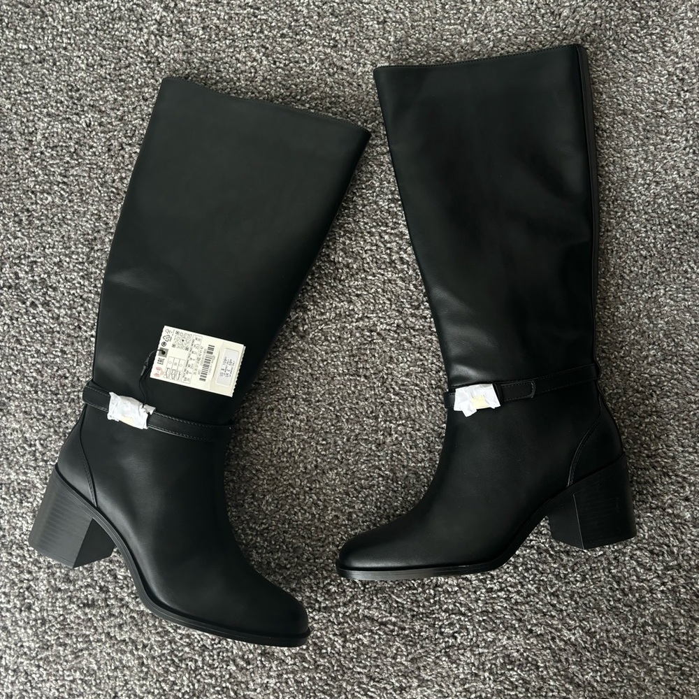 Zara Black Knee High Boots